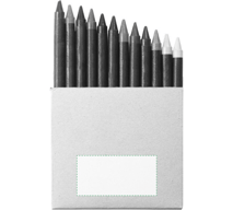 Cardboard box with crayons